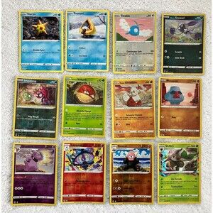 Lot of 12 Pokemon Cards Lampent Voltorb Bewear Growlithe Shriftry Nosepass +++